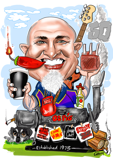 60th birthday caricature by David Green