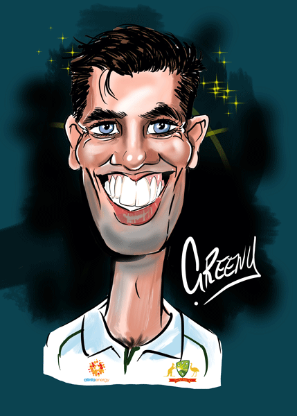 Pat Cummins a celebrity caricature of the week drawn by caricature cartoon artist David Green