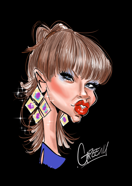 celebrity caricature TAYLOR SWIFT by caricature artist David GREEN