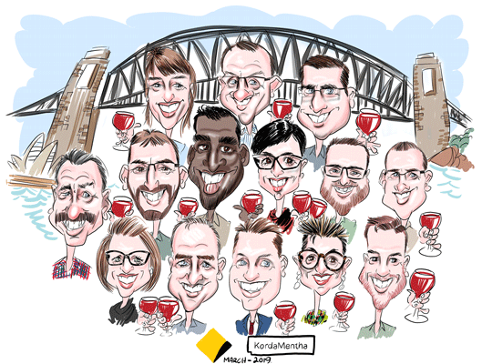 Corporate digital caricature at an event drawn on the ipad pro