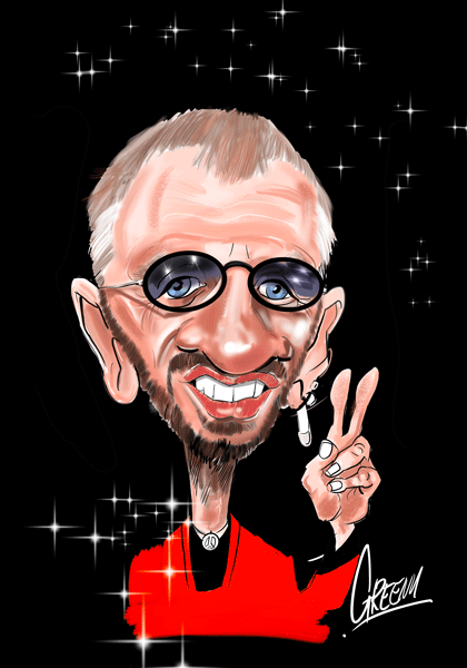 Caricature of the week by cartoonist David Green is RINGO STARR former beatles drummer's birthday.