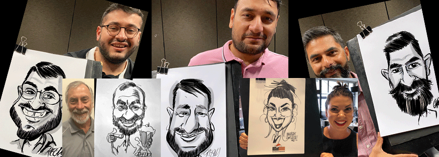 Caricature hire artist cartoonist for events with corporate cartoonist David Green
