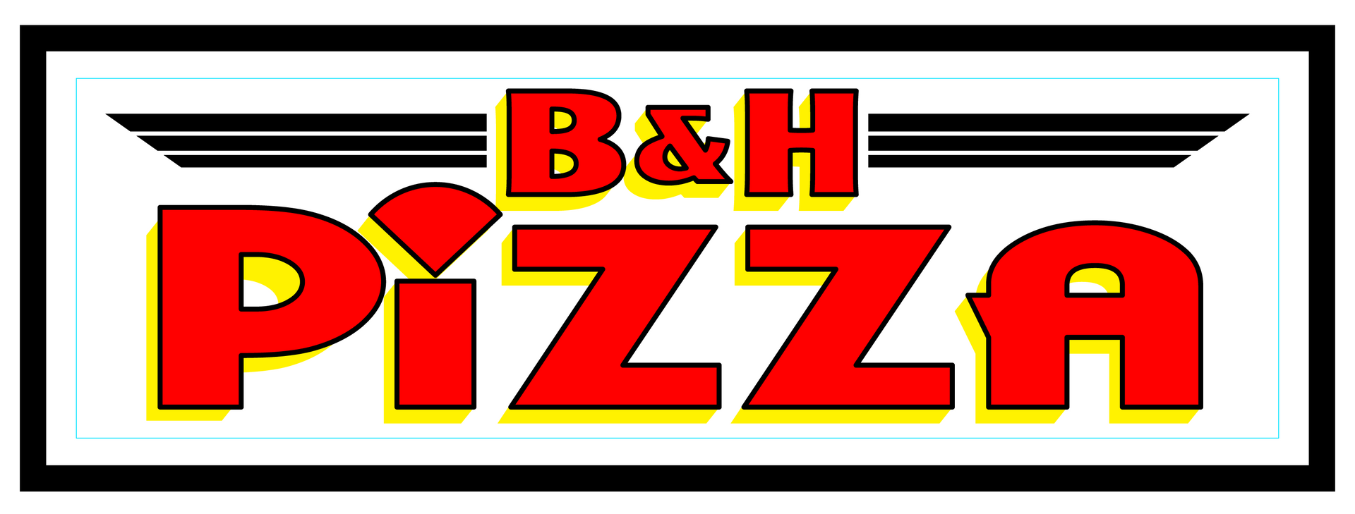Frankie's Pizza A red and yellow logo for b & h pizza