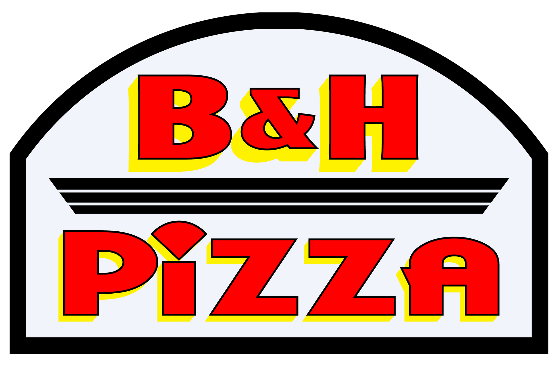 Frankie's Pizza A logo for a pizza restaurant called b & h pizza.