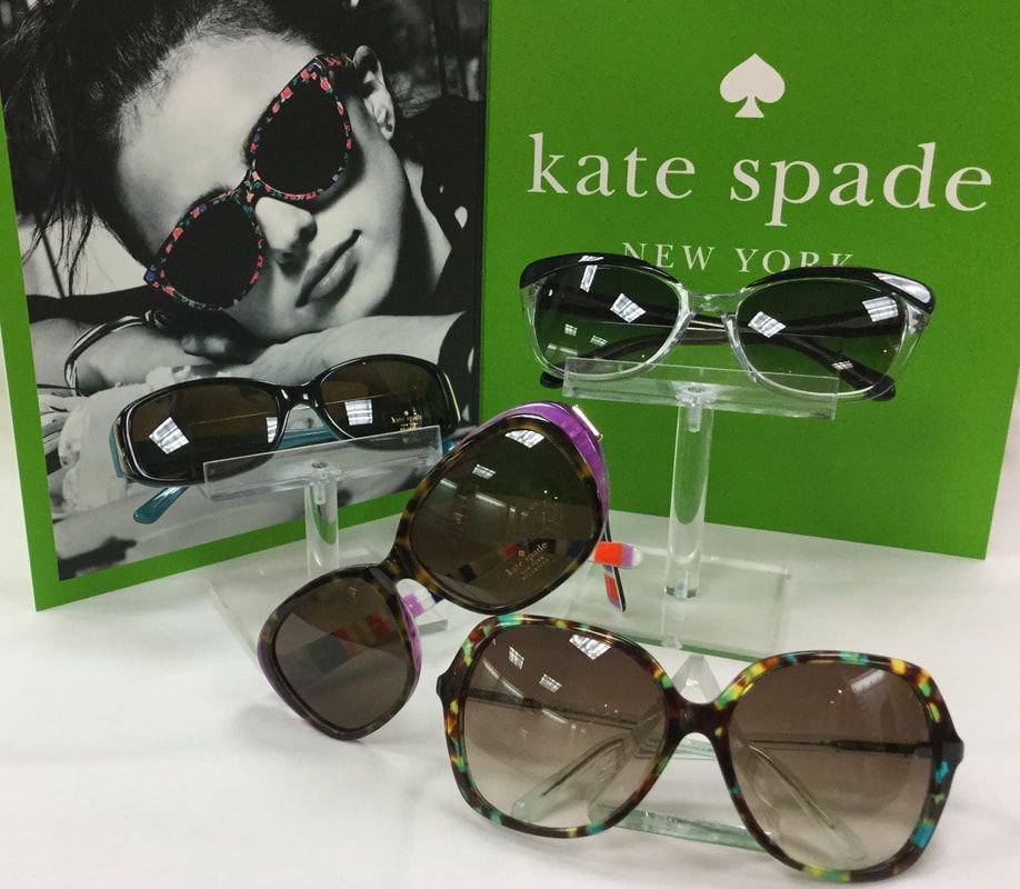 Three pairs of kate spade sunglasses are on display
