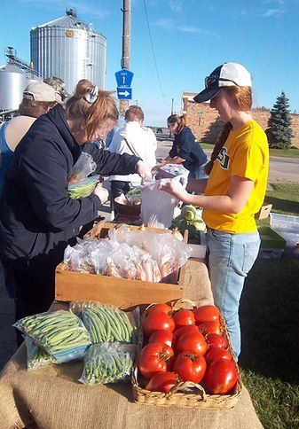 Tables of fresh produce for sale