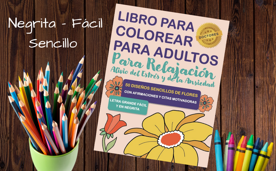 A picture of the Spanish version of the Adult coloring book.
