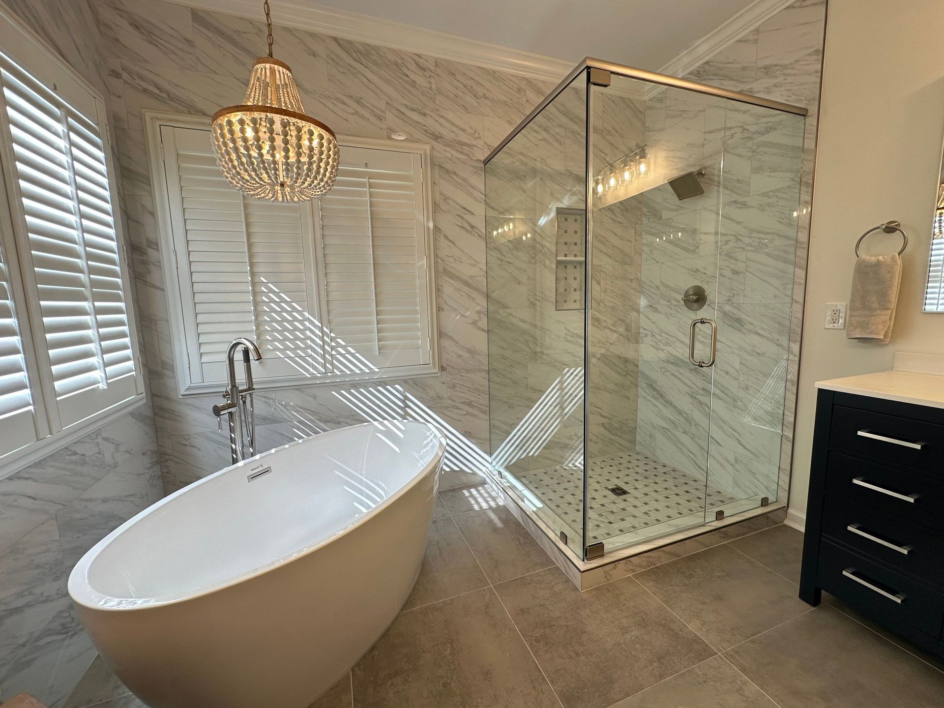A completed bathroom remodeling project in a Nashville, Tennessee home