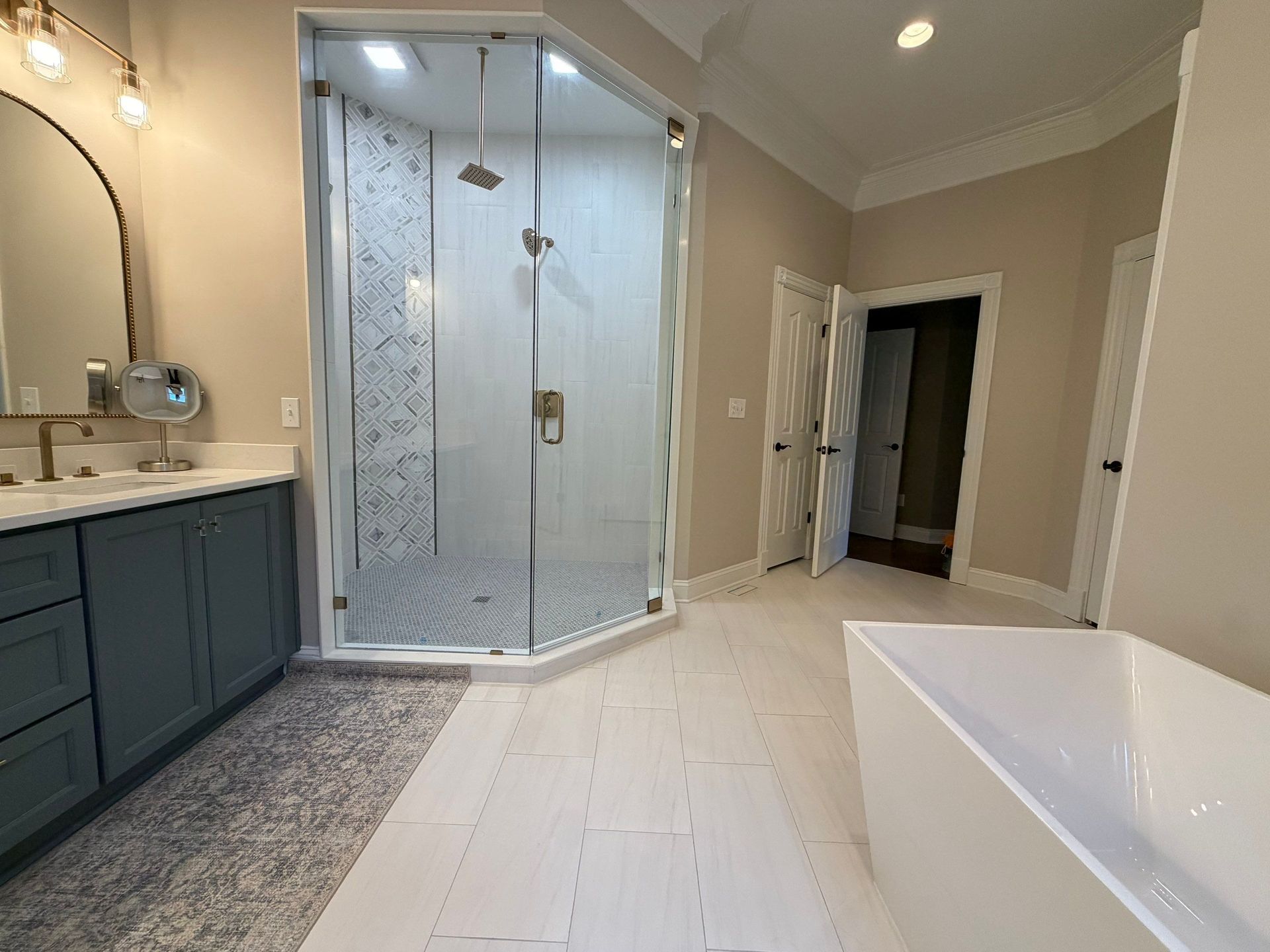 Custom glass shower installation in a Franklin TN bathroom