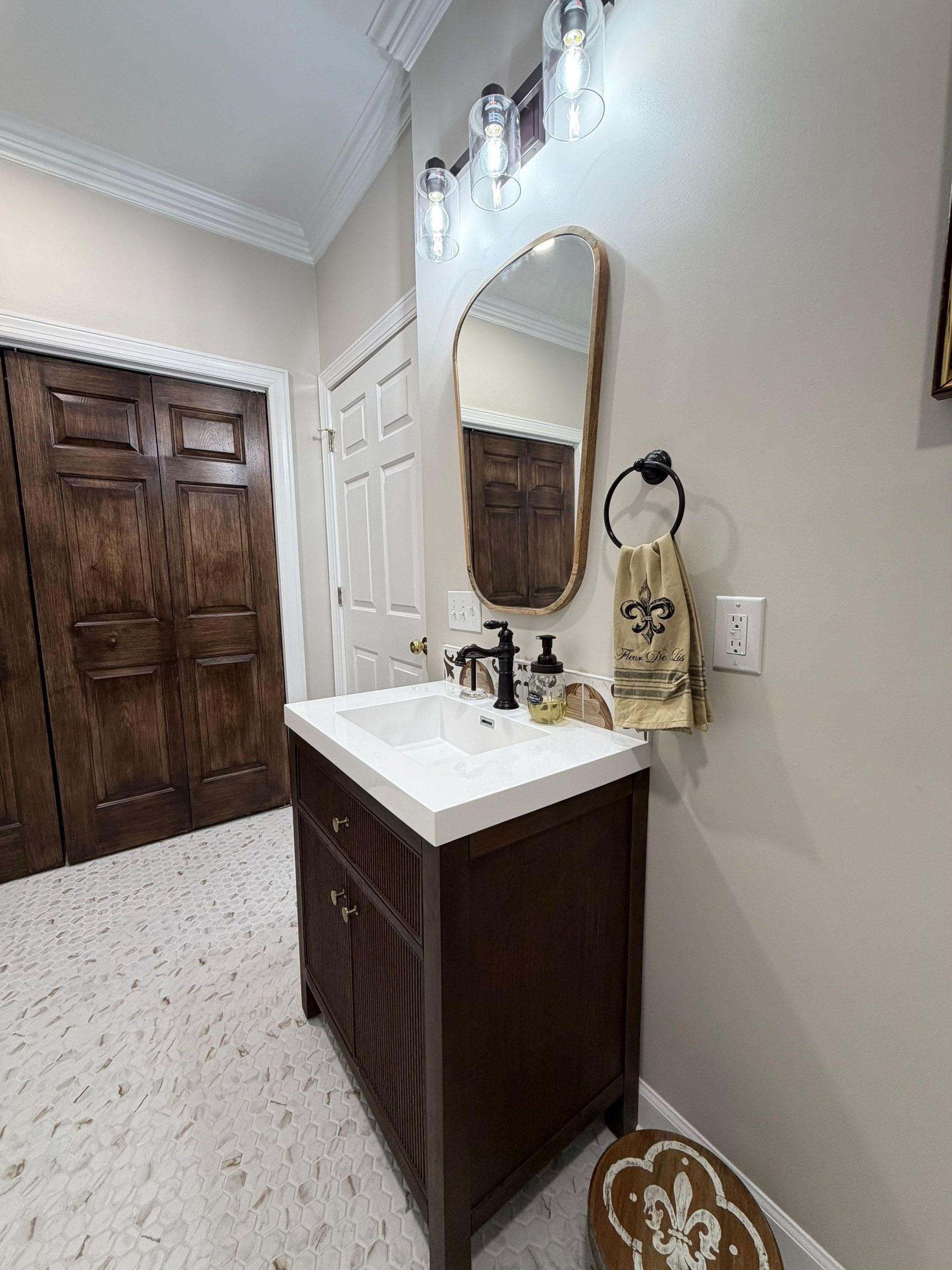 Custom vanity and improved lighting for this Brentwood, TN bathroom remodel