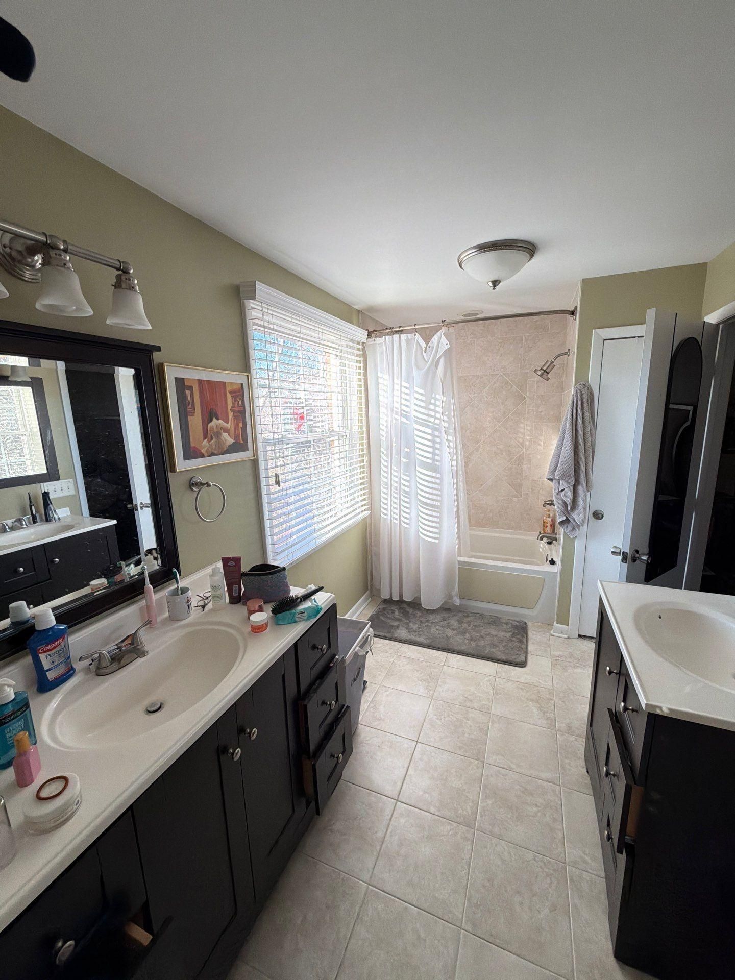 Nashville TN bathroom vanity and shower before remodel