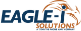 EAGLE SOLUTIONS logo with blue text and an eagle head illustration in orange and blue