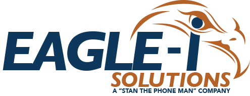 EAGLE SOLUTIONS logo with blue text and an eagle head illustration in orange and blue