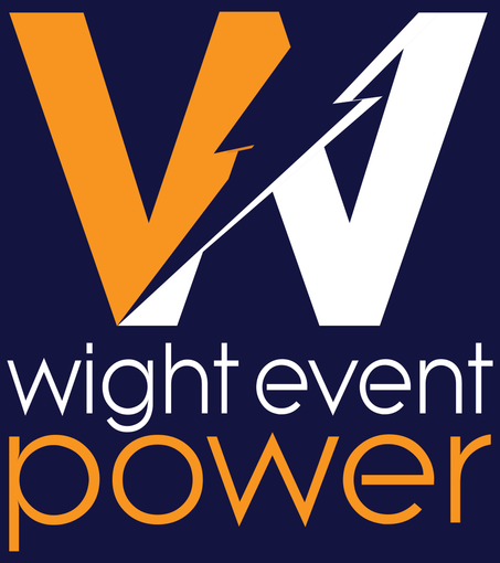 Wight Event Power logo in orange and white on a dark blue background