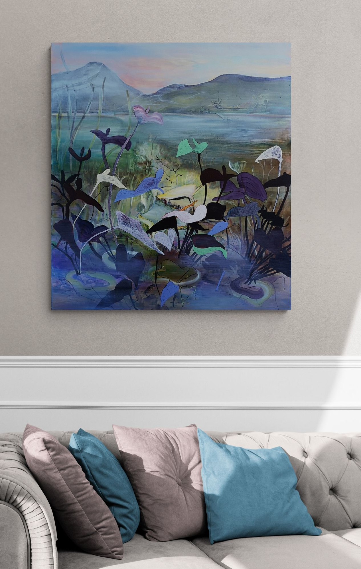 Abstract nature-inspired artwork in interior