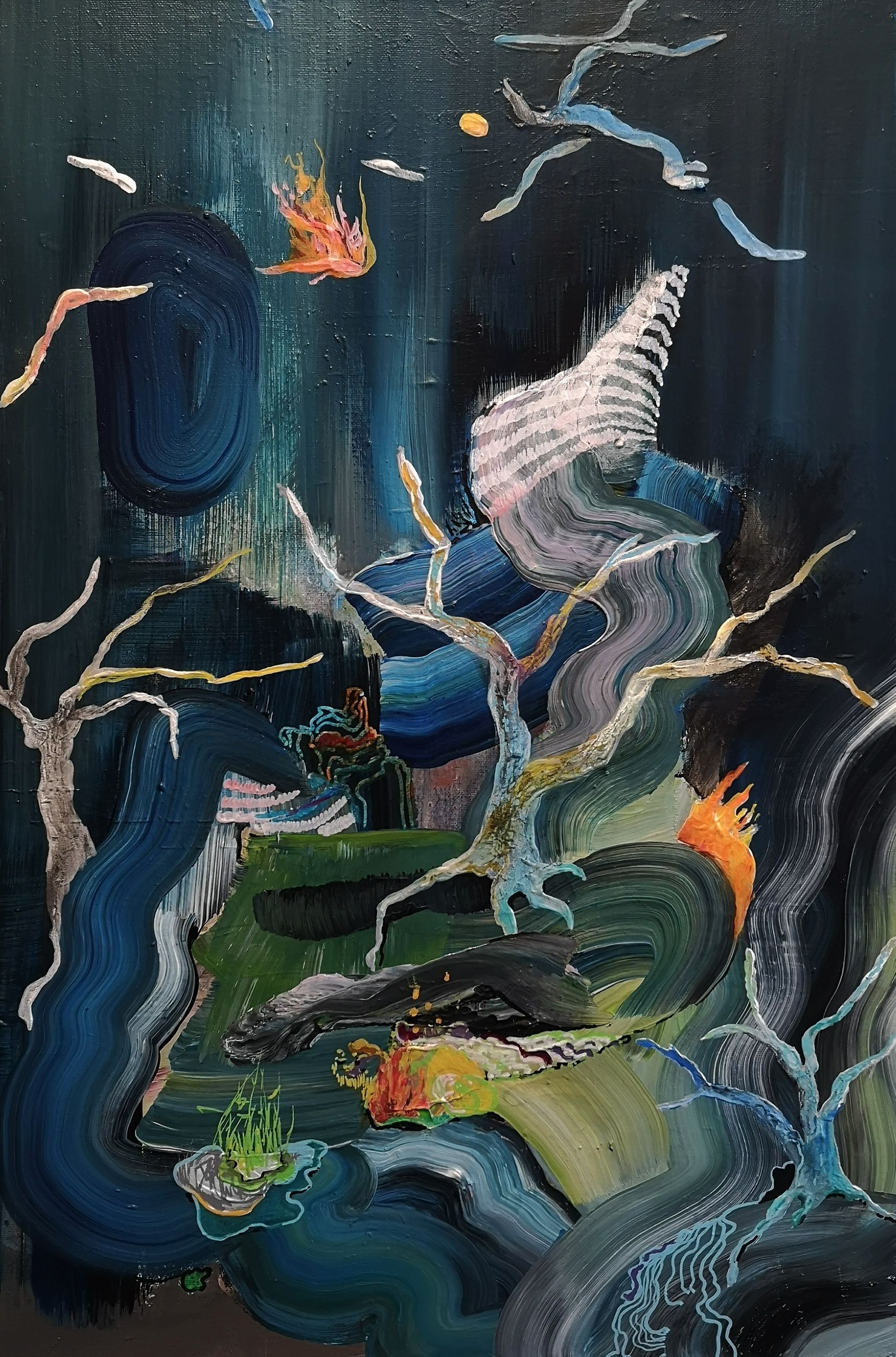 Abstract nature-inspired artwork for office space