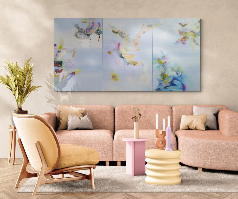 Abstract nature-inspired artwork in interior