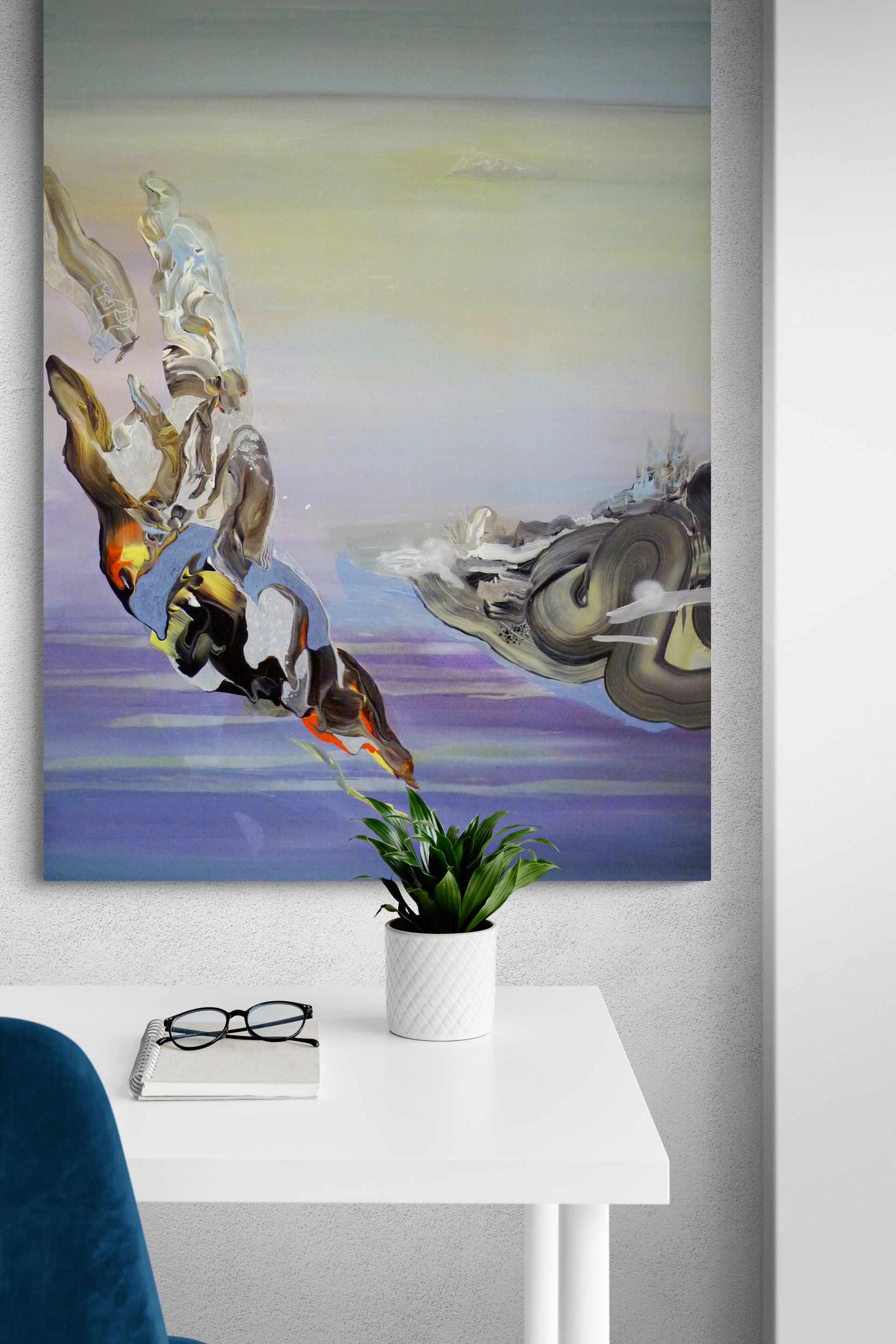 Abstract nature-inspired artwork in interior