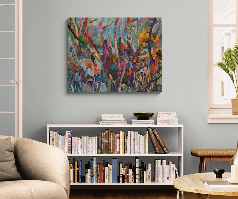 Abstract nature-inspired artwork in interior