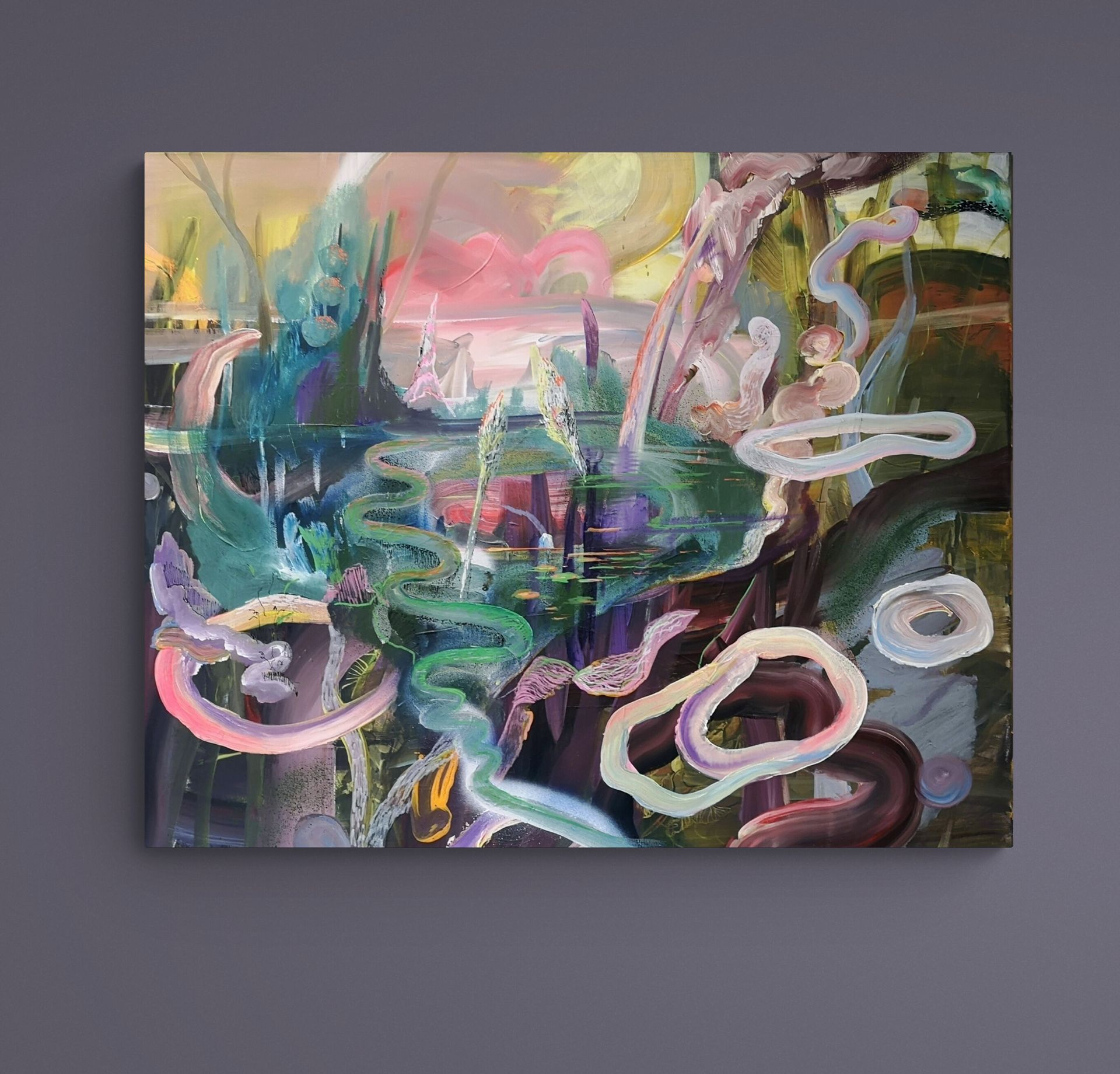 Abstract nature-inspired artwork in interior