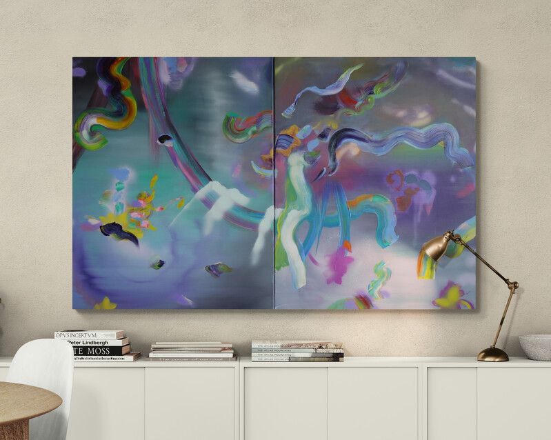 Abstract nature-inspired artwork in interior