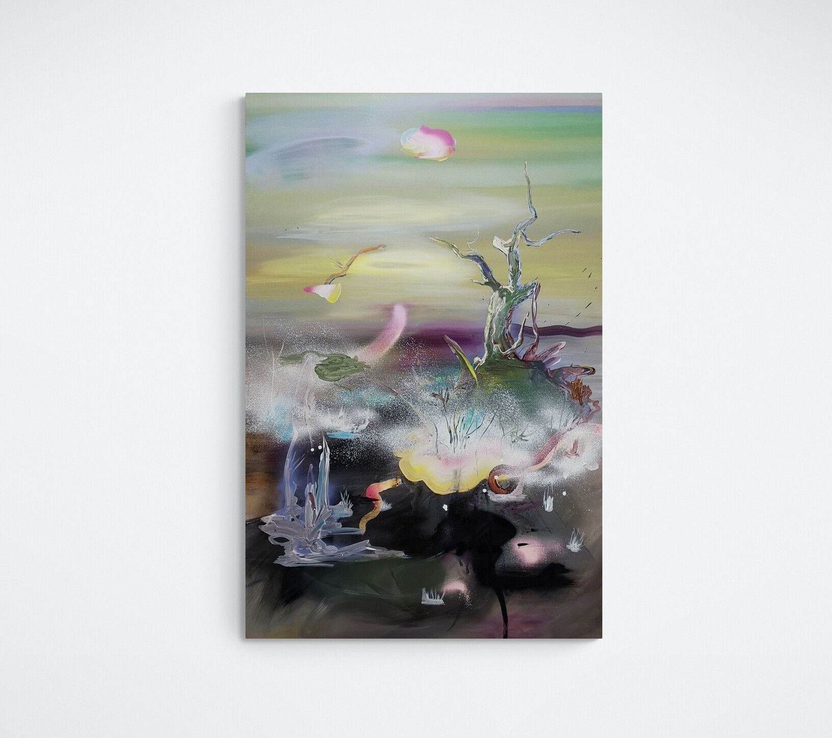 abstract landscape painting green plants