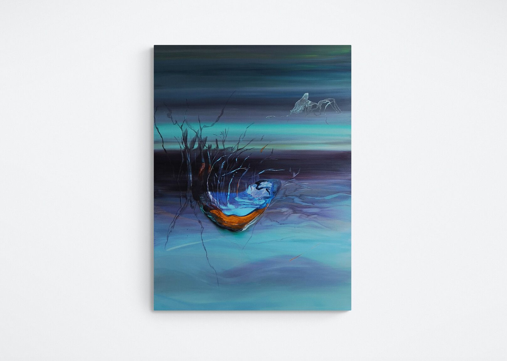 blue landscape painting