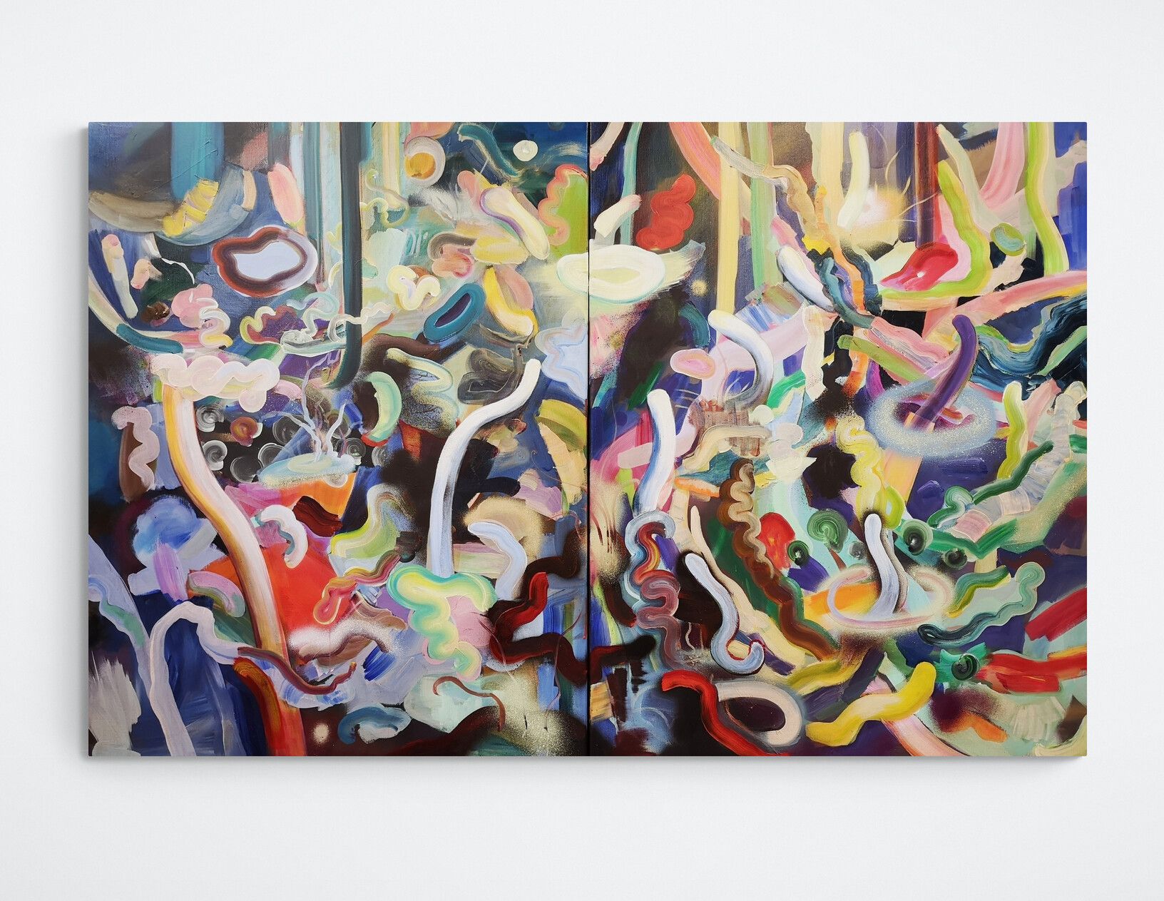 abstract painting, underwater plants landscape