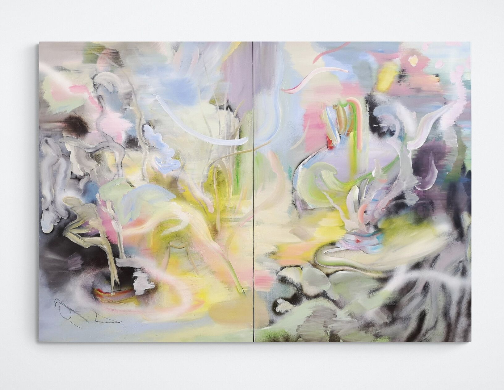 abstract painting with floral pattern