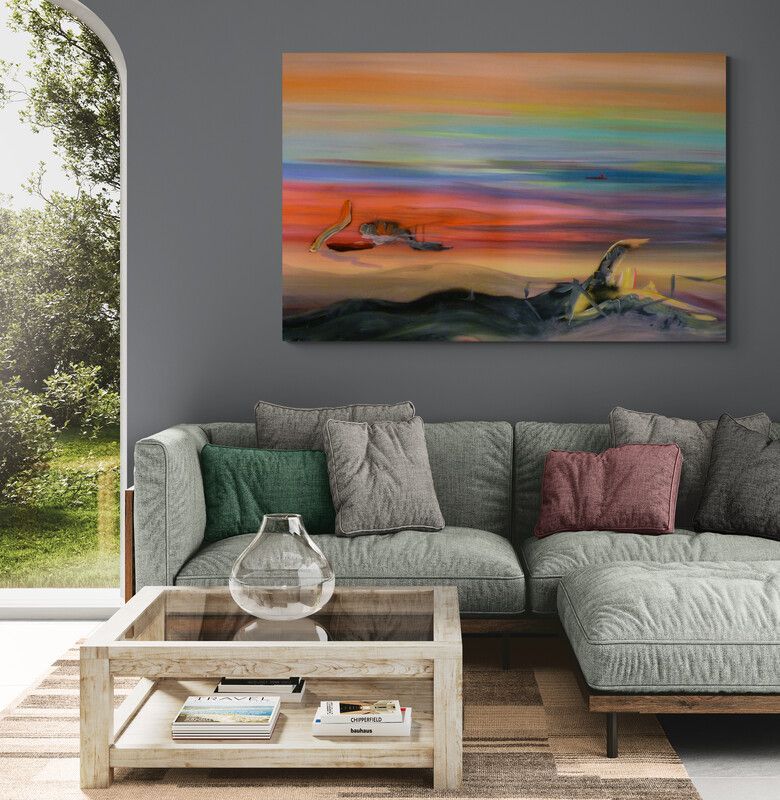 Abstract nature-inspired artwork in interior