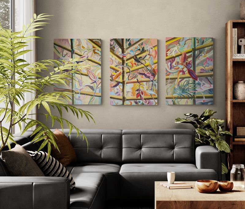Abstract nature-inspired artwork in interior