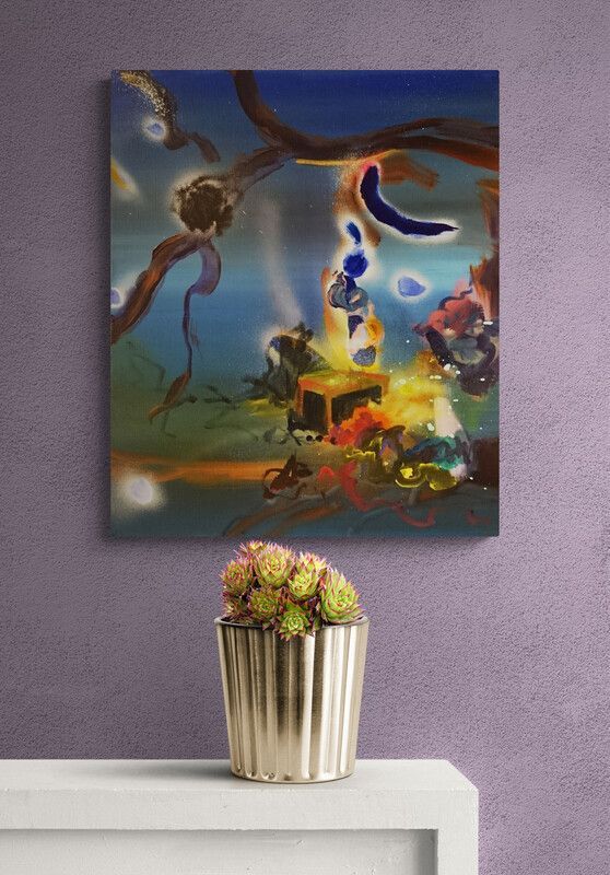 Abstract nature-inspired artwork in interior