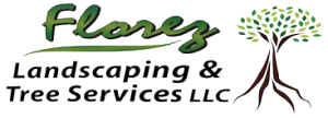 Logo for Florez Landscaping & Tree Services LLC, featuring a tree graphic and green text.