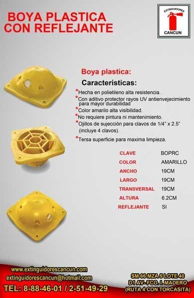Un artículo amarillo que dice boya plastica con reflejate.