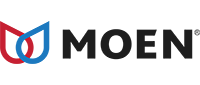 MOEN logo with red and blue water droplet icon and black text
