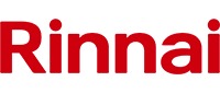 Red Rinnai logo text on a white background