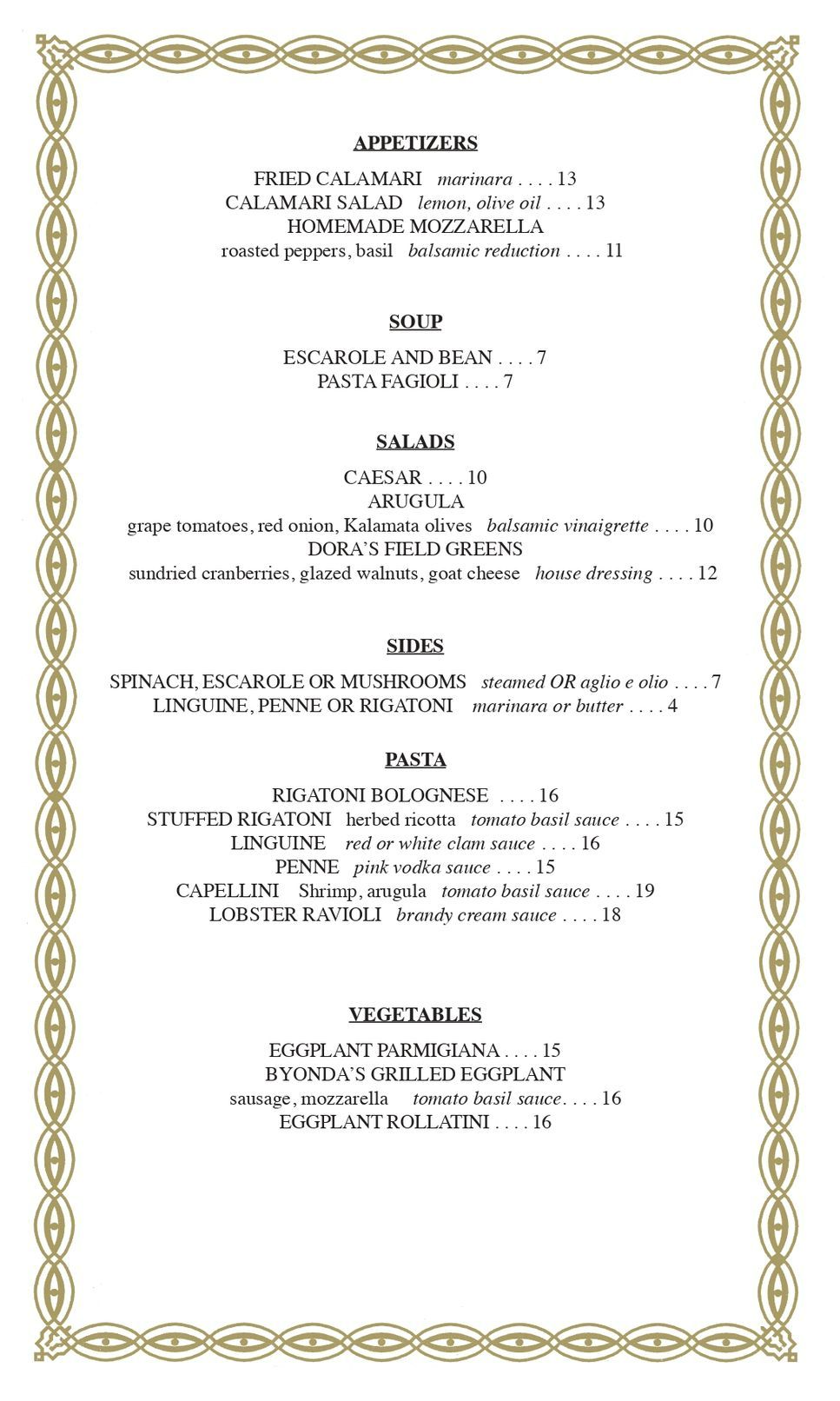 Lunch Menu Page 1 — Midland Park, NJ — Fiona's Ristorante Lunch Menu Page 1 — Midland Park, NJ — Fiona's Ristorante