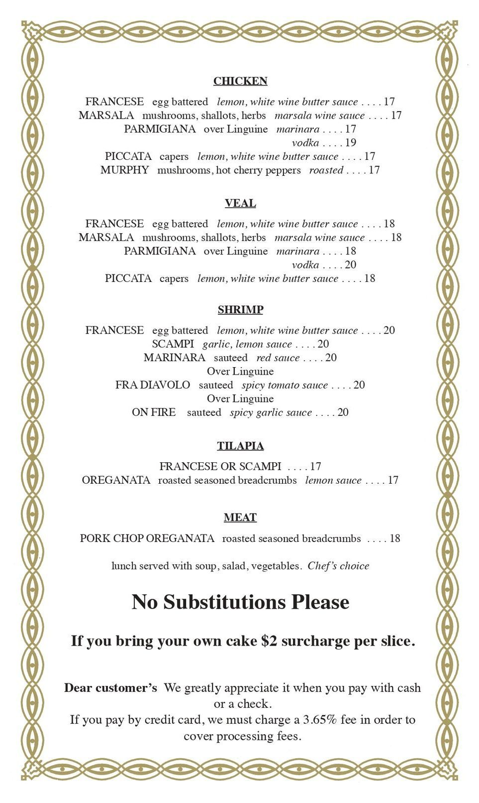 Lunch Menu Page 2 — Midland Park, NJ — Fiona's Ristorante Lunch Menu Page 2 — Midland Park, NJ — Fiona's Ristorante
