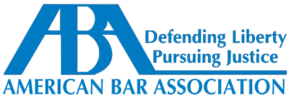 A logo for the american bar association defending liberty pursuing justice