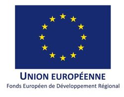 EU flag with text “Union Européenne” and “Fonds Européen de Développement Régional”