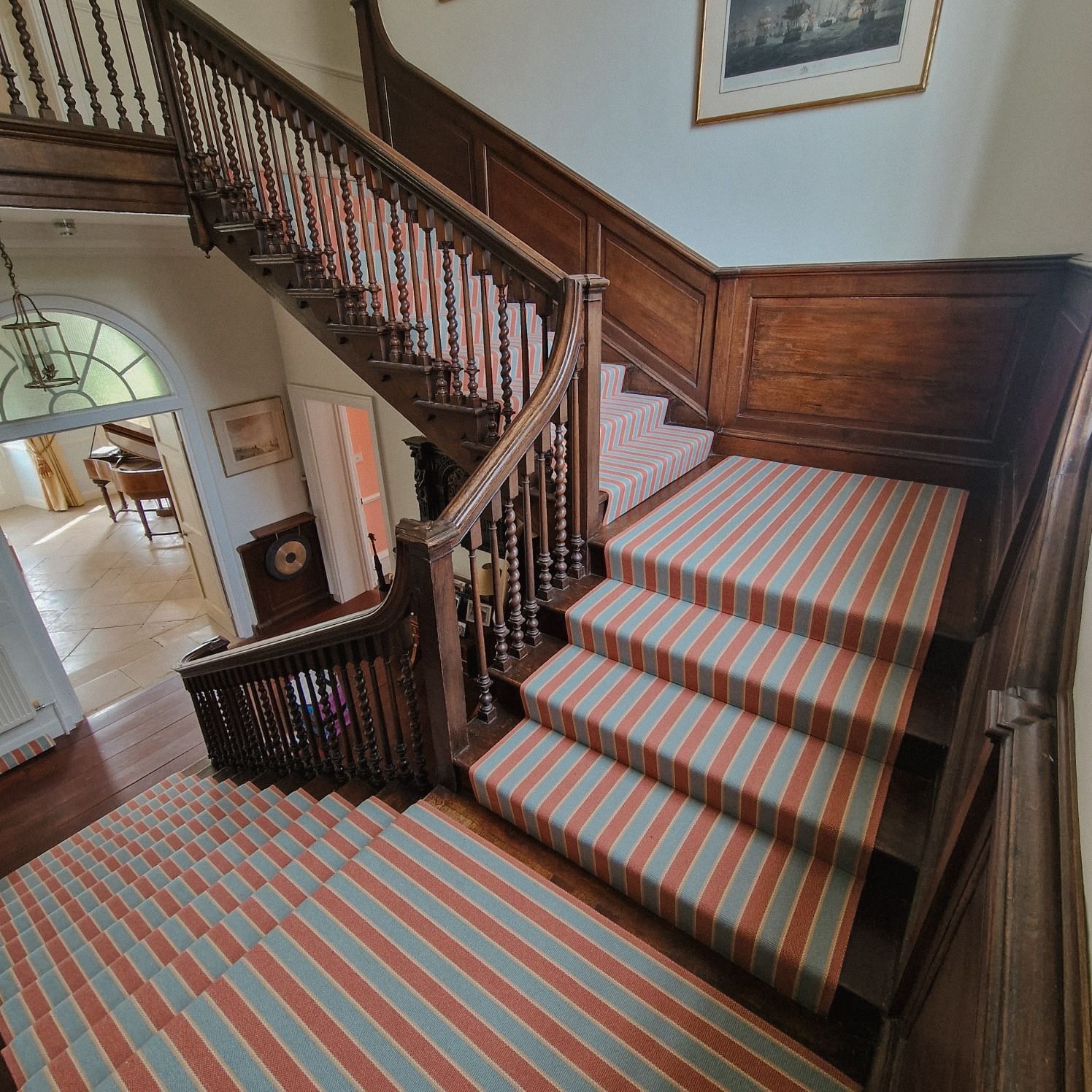 200 year old period staircase with Roger Oates stair runner
