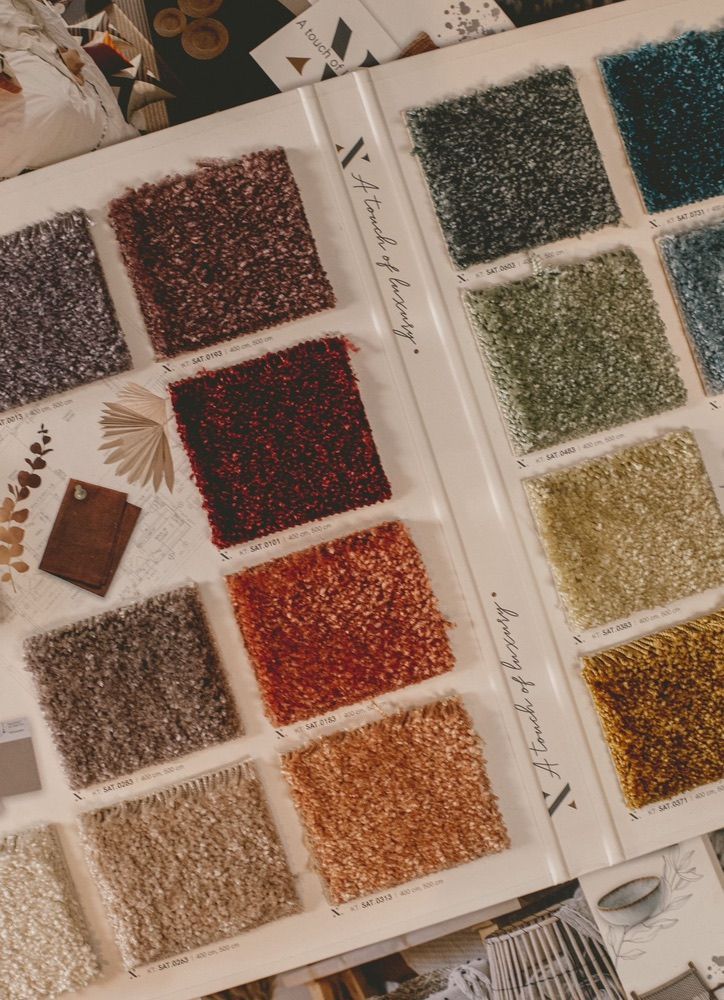 Carpet sample book in flooring showroom