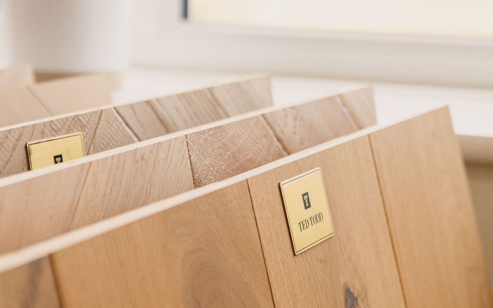 Ted Todd flooring samples in Loddiswell showroom, Devon