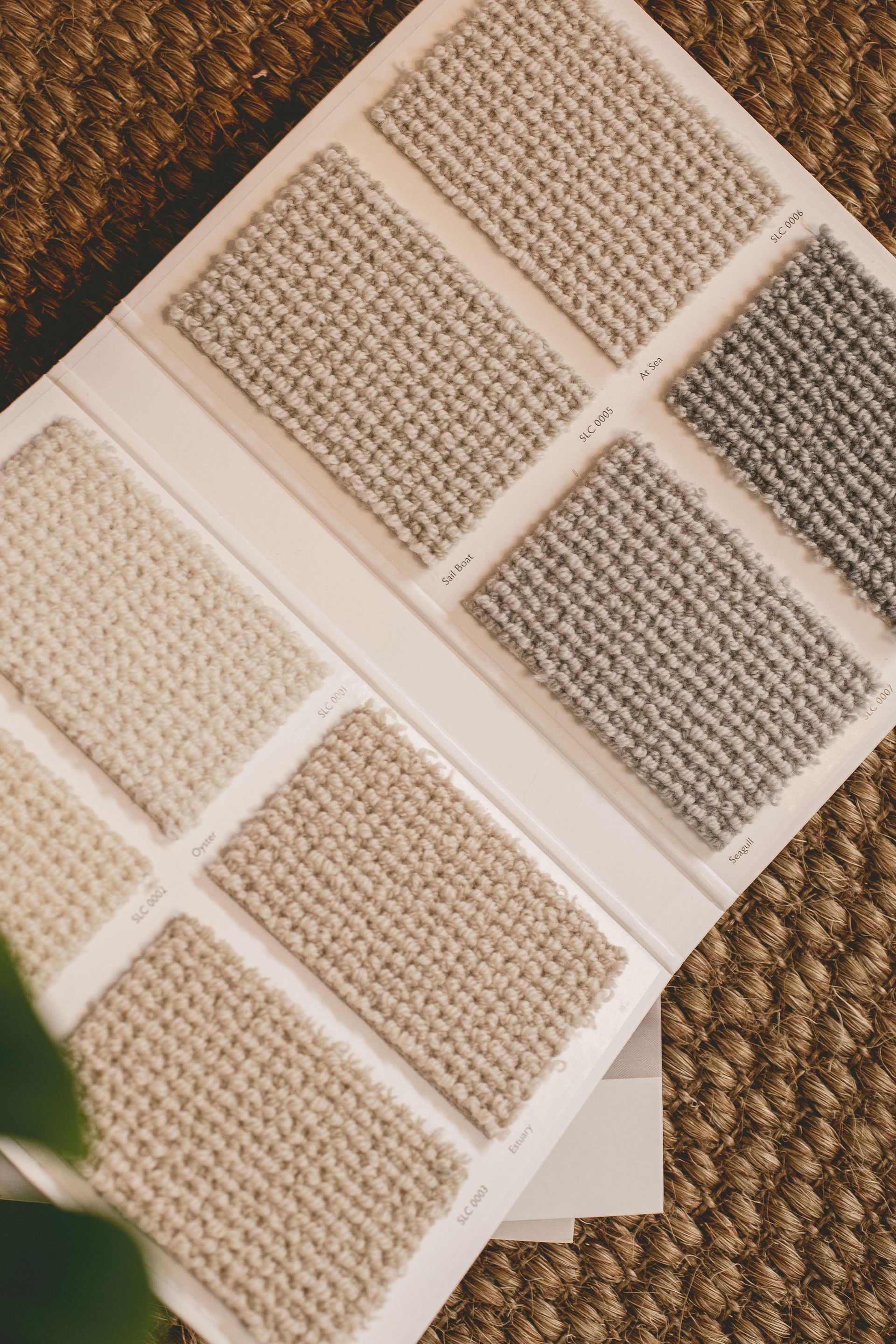 Wool carpet samples in Loddiswell flooring showroom