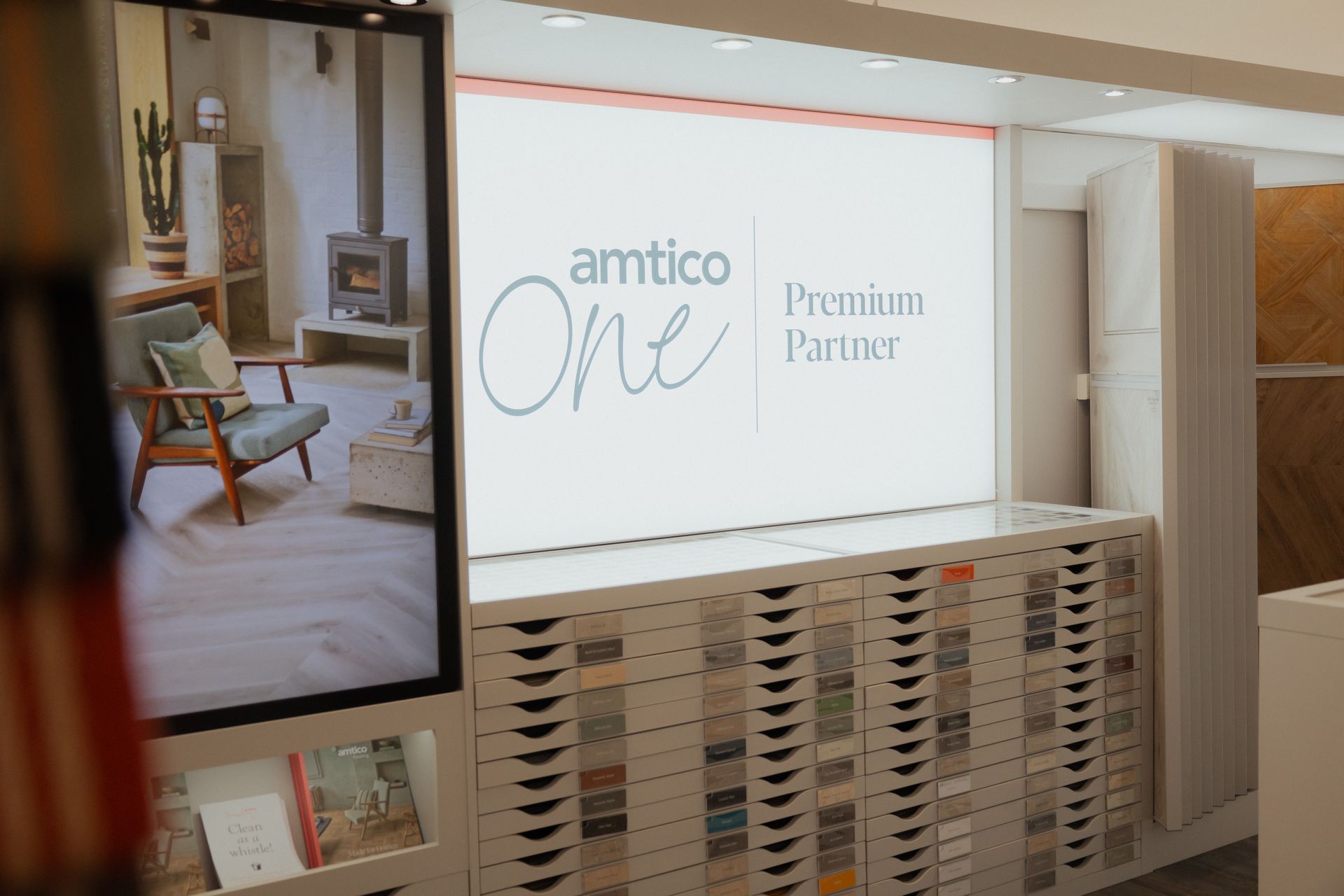 Amtico Flooring Samples in Loddiswell flooring showroom, Devon