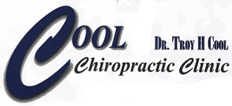 Logo for Cool Chiropractic Clinic featuring large dark blue text, with the name Dr. Troy H Cool to the right.