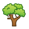 Cartoon tree with green leafy canopy and brown trunk