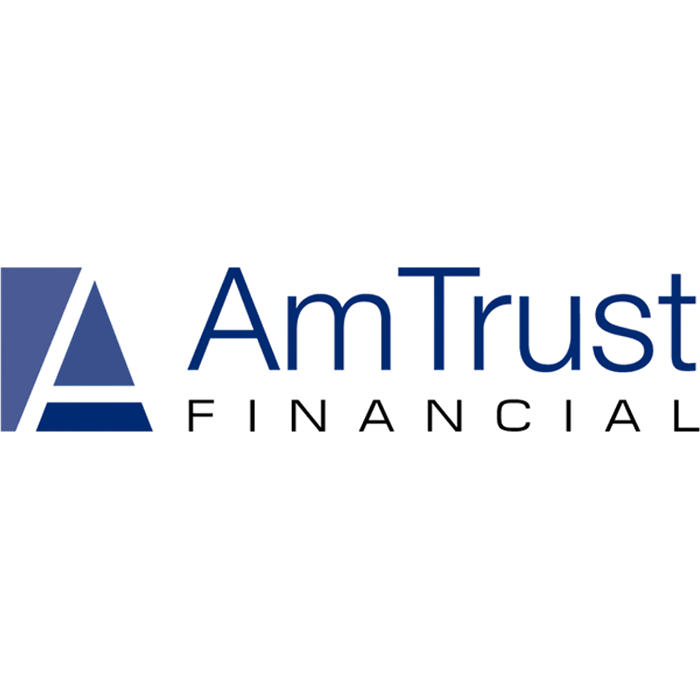 AmTrust Financial logo in blue and gray on a white background