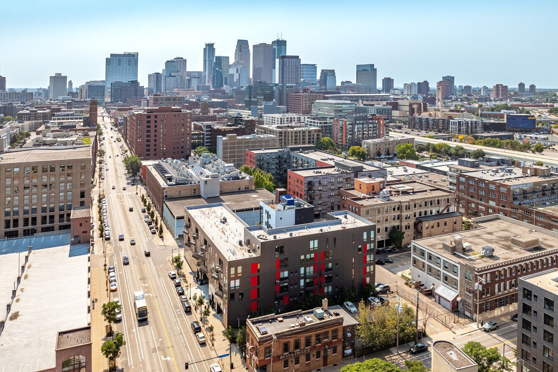 Aerial view of the North Loop and downtown Minneapolis