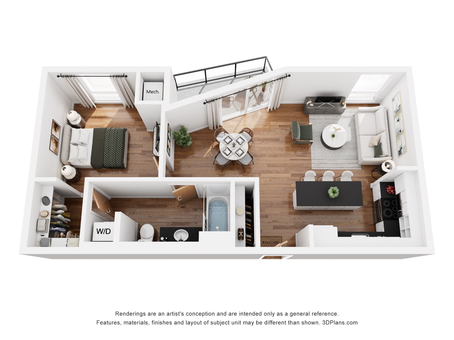 The Ernie floor plan, 1 bedroom, 762 square feet